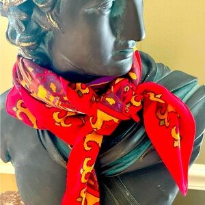 Yokohama hand printed silk crepe scarf 35x35